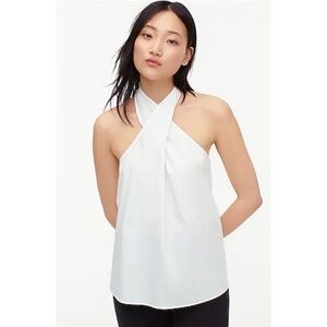 NWT J. Crew Organic Cotton Poplin Halter Top - White